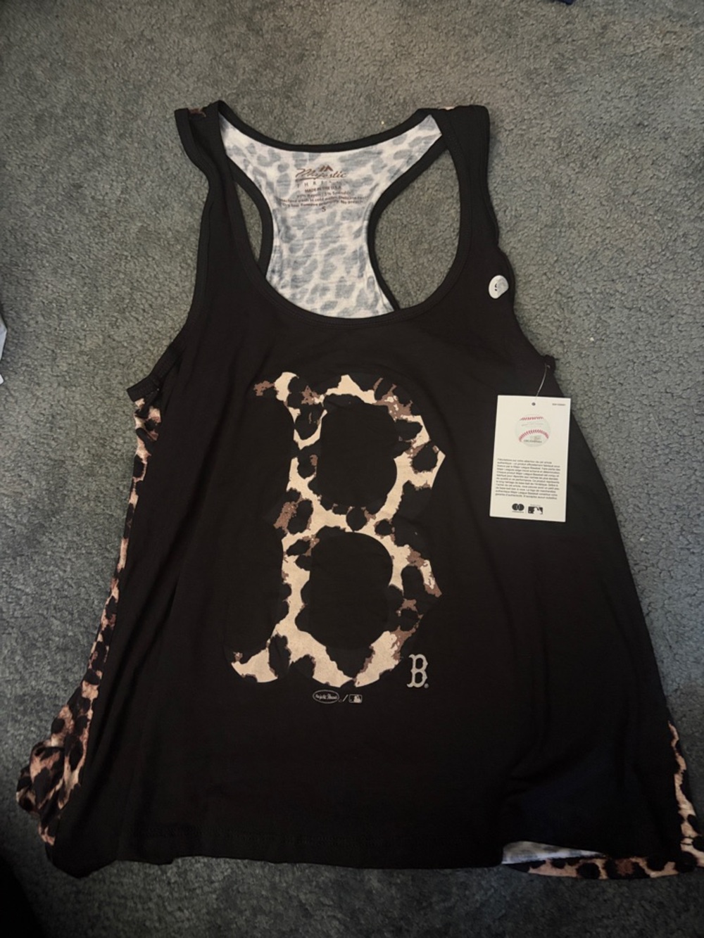 Majestic Black Racerback Tank with Leopard 'B'